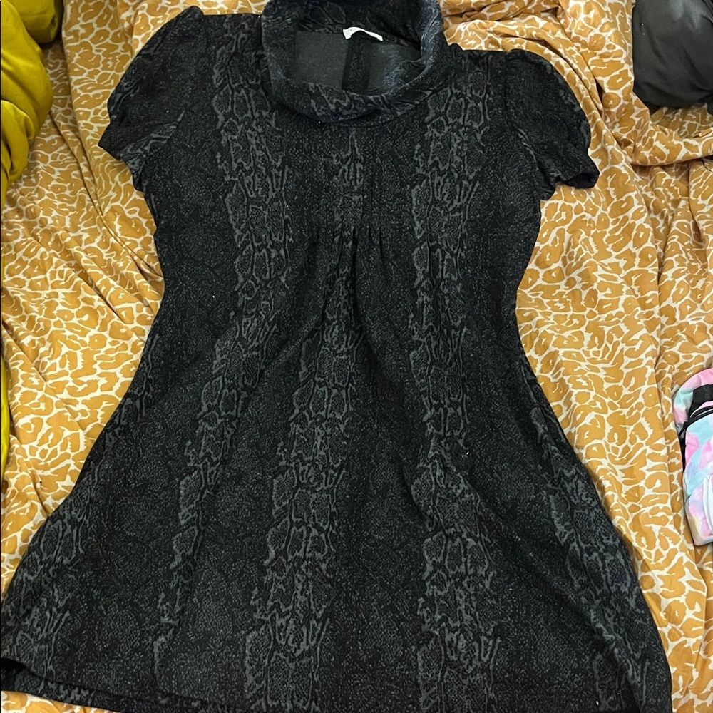 🙊Gray Patterned Short Sleeve Dress